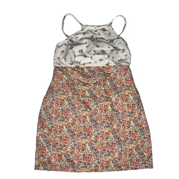 American Eagle White Orange Floral High Neck Mini Dress Size XS NWOT - Picture 1 of 10